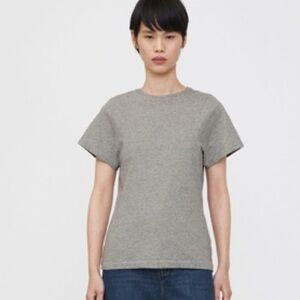 TOTEME Curved Seam Tee Shirt Heather Gray Large NEW